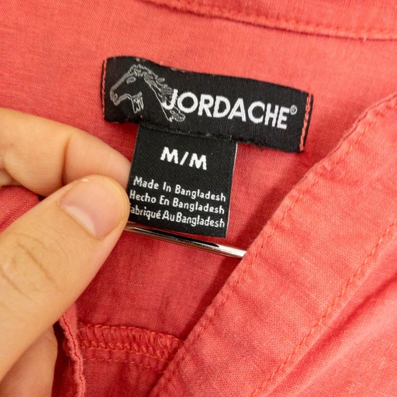 JORDACHE woman’s Linen button down summer  blouse - Picture 2 of 4